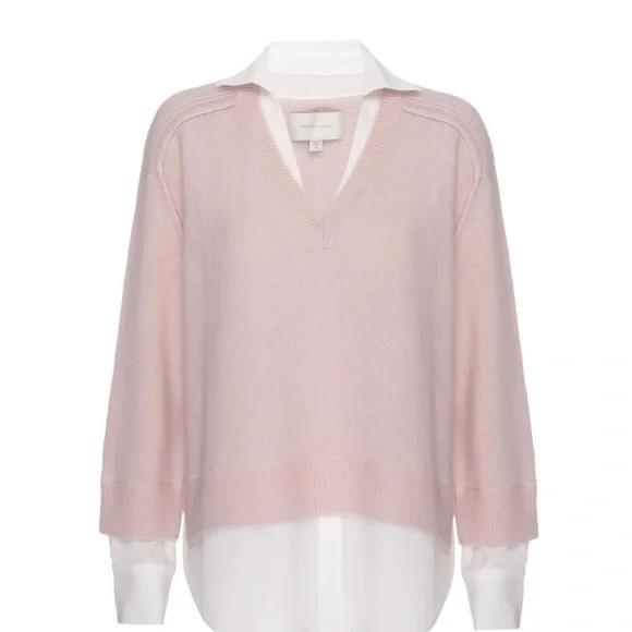 Brochu Walker l Looker Layered V-Neck Soft Pink Sweater